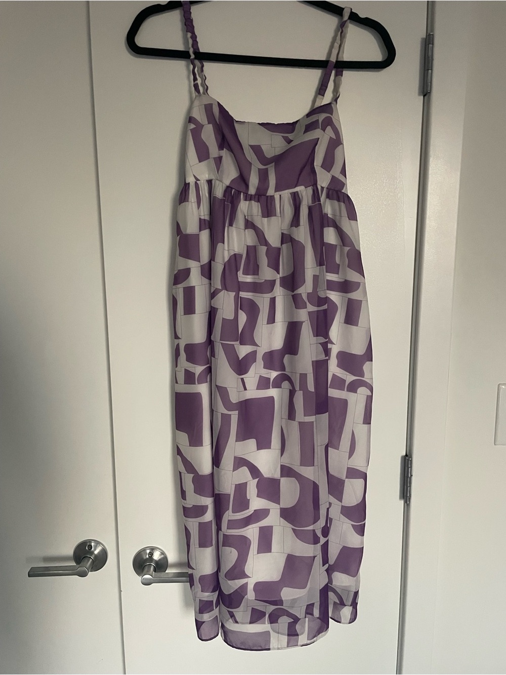 Pferdgarten Purple and White Geometric Spaghetti Strap Dress